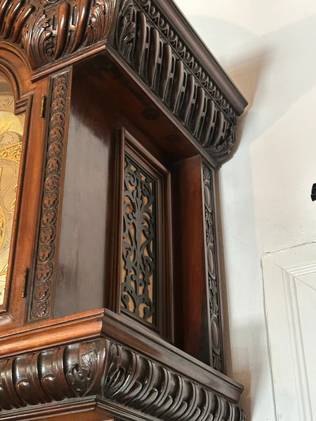 Very Large English Mahogany Grandfather Clock. Lunar Dial. Elliott London