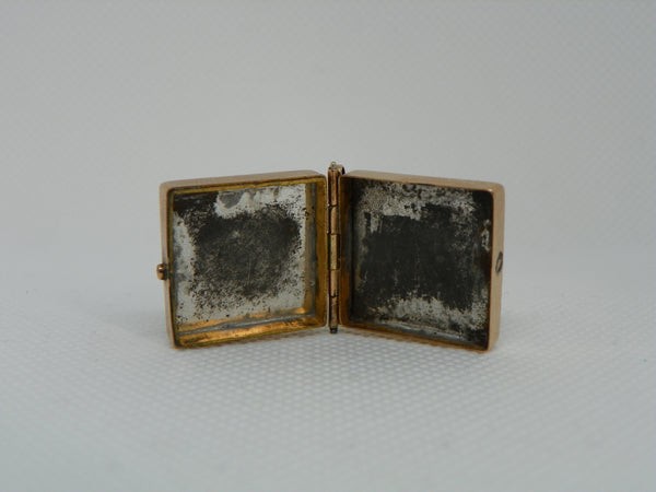 Victorian Locket Box. Gold Filled. Tiger's Eye Carved with Figure and Onyx Back.