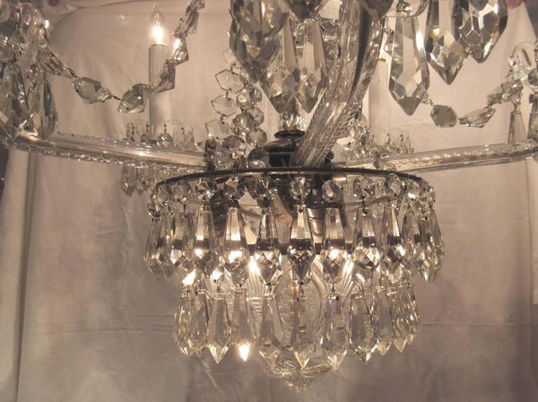 Large Unusual Crystal Chandelier, Early 20th Century