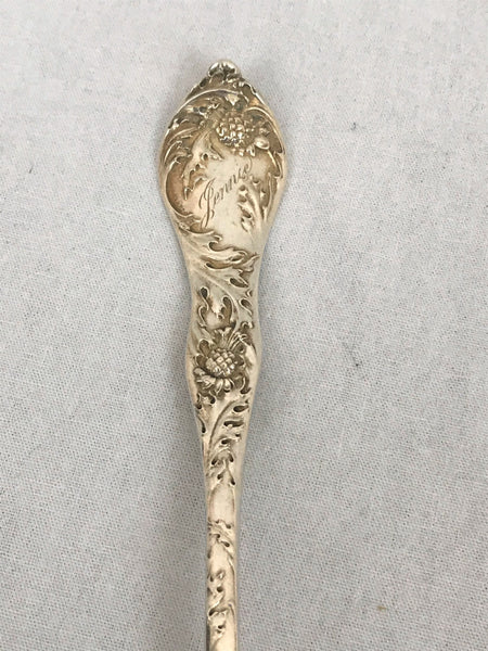 Meat Serving Fork. Blackinton Sterling Silver Thistle Pattern. 8"